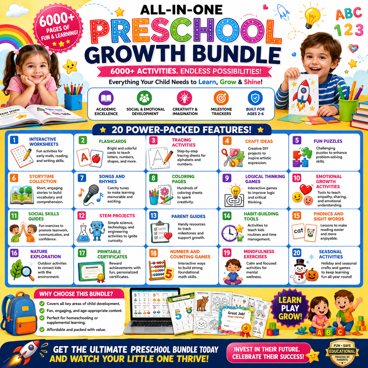 6,000 plus page preschool growth bundle bonus